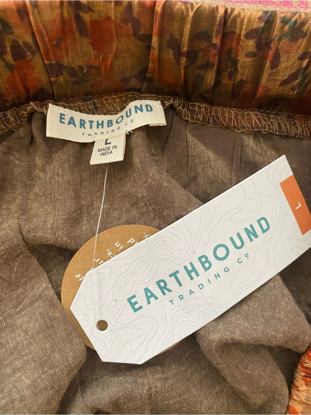EARTHBOUND Orange and Brown Floral Tiered Maxi Skirt - Picture 2 of 8
